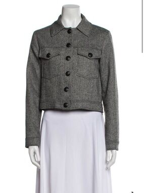 Veronica Beard Gray Cropped Wool-Blend Jacket